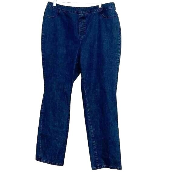 Isaac Mizrahi Live Womens Denim Jeans 20W Elastic Waist Mid-Rise Straight Leg Co - Picture 1 of 9